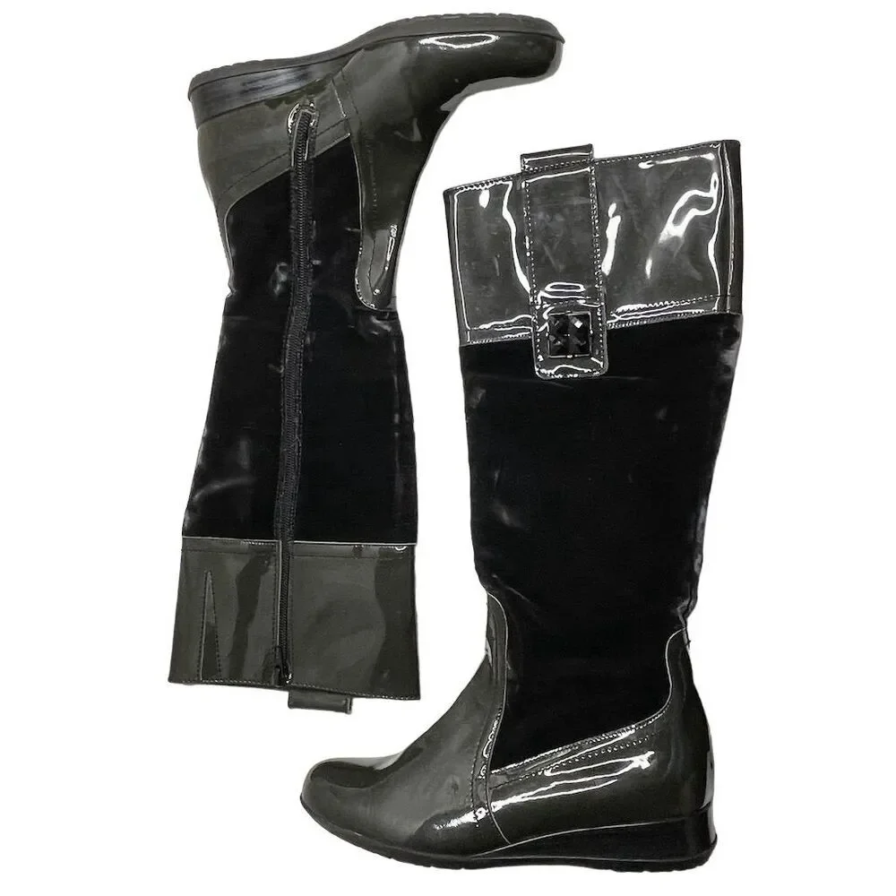 Roberto Botticelli Women's Green Knee-High Velvet and Leather Boots Size 6 (36) - Picture 2 of 8